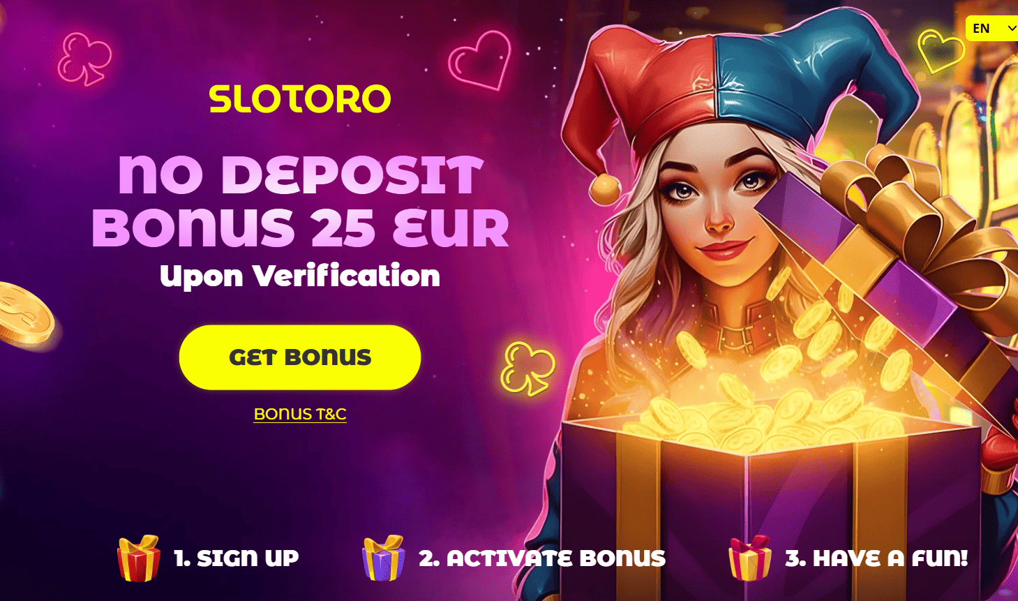 Slotoro Casino offers a $20 no deposit bonus NZ real money